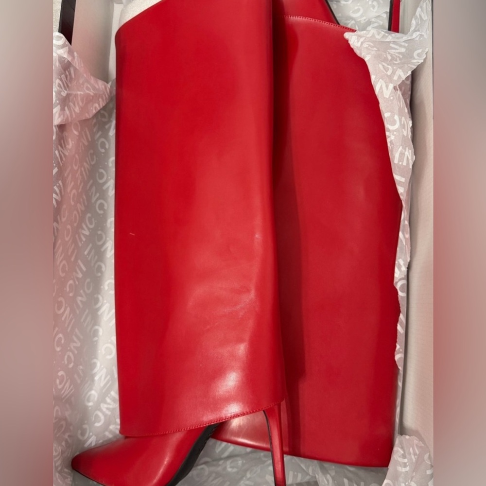 INC 9.5 SKYLAR new INC Women's Bold Red Leather boot $130 msrp